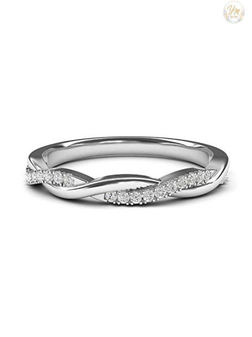 Sterling Silver Twisted Vine Wedding Band Ring Pave Simulated Diamond